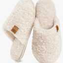 EverFoams Women's Fuzzy Slip-on Slippers Warm Cozy Soft Lightweight Memory Foam Indoor House Shoes, Size 7-8