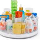 YouCopia Crazy Susan Lazy Susan Organizer, 6 BPA-Free Removable Clear Bins with Handles, Rotating Storage Turntable for Kitchen Cabinet, Pantry and Bathroom Organization,White