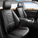 Fit Titan Car Seat Covers (5 Seats Full Set) Compatible with Nissan Titan 2004-2024 2025 2026-Full Coverage Breathable Leather, Airbag Compatible, Waterproof & All-Weather,Black