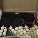 Queekay 24 Pieces Christmas Wood Stocking Name Tags Buffalo Plaid Row Stocking Tags with Rope and Wooden Beads Mini Hanging Chalkboard for Xmas Home(3 x 2 Inch,Black Card Red Black Plaid Bow)