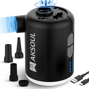 AKSOUL Portable Air Pump for Inflatables: Electric Pumps for Air Mattress Air Bed Pool Floats Raft (Basic & Tiny & Upgraded)