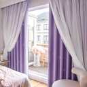 Stars Curtains Double Layer Curtains Blackout Curtains for Bedroom Kids Curtains Cute Curtains Kids Blackout Curtains, Curtains 84 Inches Long 2 Panels Set, Purple Curtains, 52 X 84 Inches