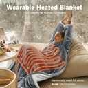 PASAMIC Electric Wearable Heated Blanket with Foot Pocket, Heated Blanket Wearable with Sleeves, Flannel & Sherpa Electric Throw Blanket, 10 Heat Settings & 2-8H Auto Shut-Off, 50*70"+18", Light Grey