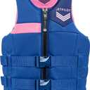 Jetpilot Fleet Neoprene Dual Coast Guard Approved Life Jacket PFD (Navy/Pink, S/M)