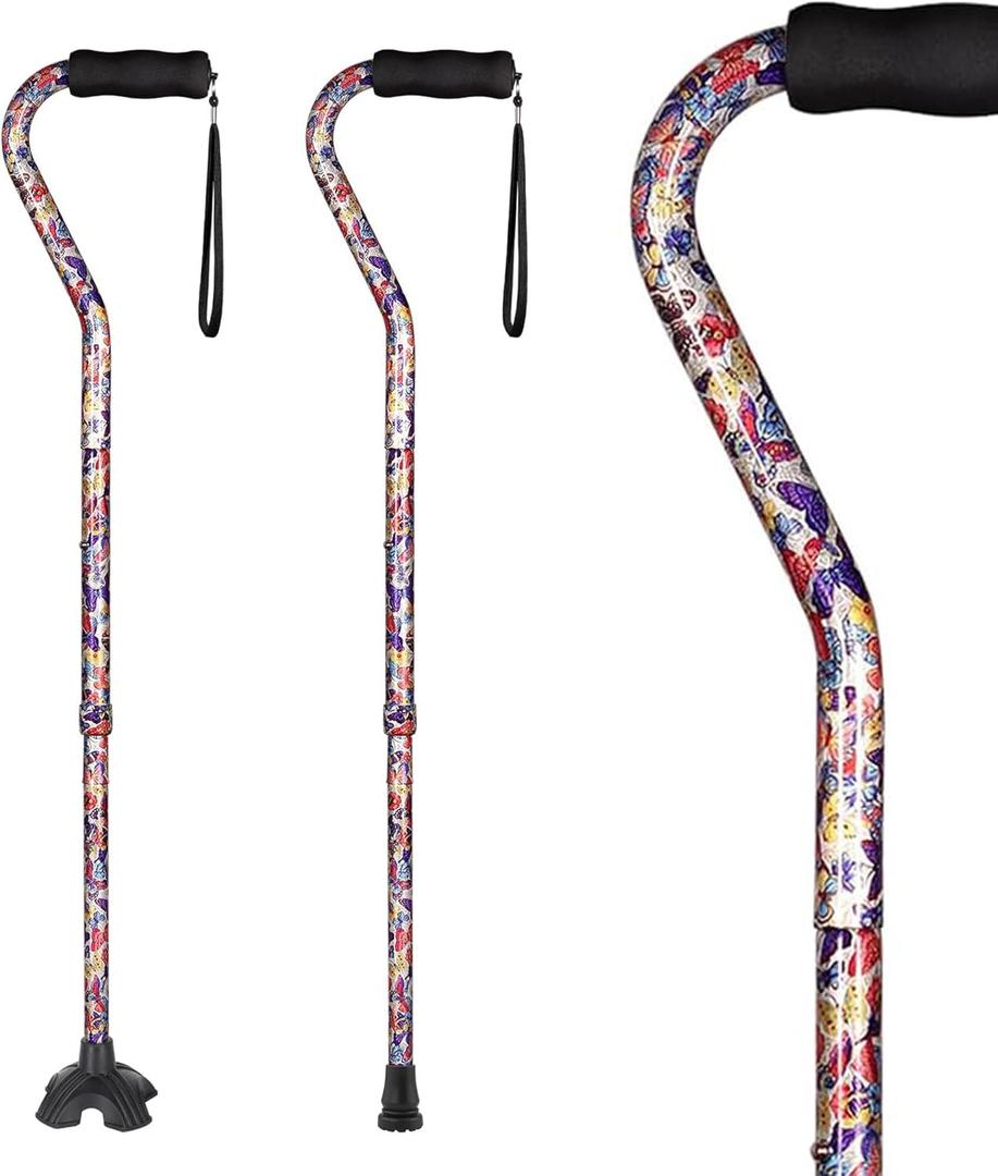 Elegant Walking Cane for Women, Foldable & Adjustable Cane for Seniors with Self-Standing Tip | Lightweight Mobility Aid for Stability & Balance Support (Butterfly)