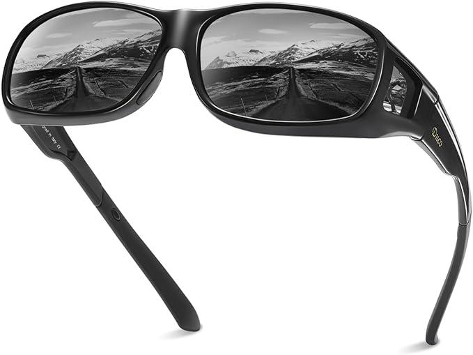 DUCO Polarized Wraparound Fitover Glasses Wear Over Sunglasses for Men Women UV Protection Sun Glasses 8954