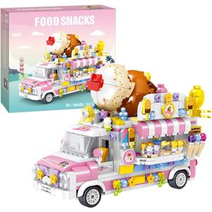 Uvini Building Blocks Car Model, Street View Series Mini Blocks Ice Cream Truck Car Building Set, Best Gift for Girls Collectible Model Cars Set to Bulild, STEM Toy for Children 12+ 593pcs