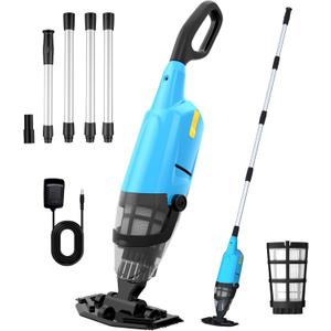 Pool Vacuum for Above Ground Pool, 2026 Upgraded Handheld Pool Vacuums W/4-Section Aluminum Pole & 18 Gal/Min Suction, Cordless Rechargeable Vacuum Cleaner Pool Vacuum for Inground Pools