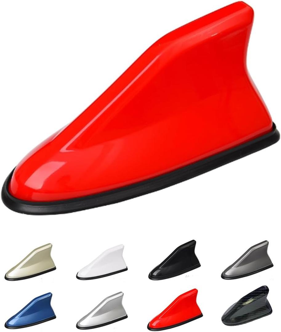 Car Shark Fin Antenna Cover, Roof Aerial Base AM/FM Radio Signal for Car SUV Truck, Vehicle Shark Size 6.3 * 3 * 2.7 Inch Measure if it can cover The old antenna (Red)