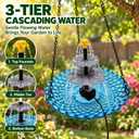 3-Tier Solar Cascading Bird Bath Fountain with Glass Basin