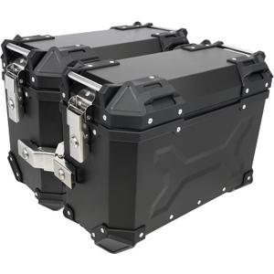 Pair Universal Motorcycle Side Case,36L Motorbike Hard Side Saddlebag Box Trunk Tour Storage Carrier with Security Lock and Handle for Helmet Luggage Include Left and Right Black Aluminum