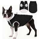 PUPTECK Dog Winter Coat, Warm Fleece Pet Jacket with Harness Built in, Water Resistant Windproof Collar Dog Puffer Vest, Doggy Snowsuits for Medium Small Dogs Cold Weather Apparel Outdoor, Black M