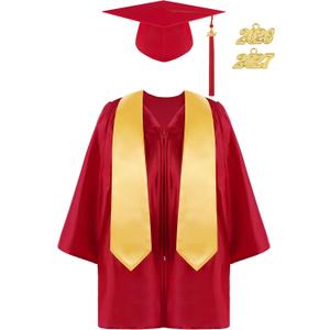 SOMSOC 4 Pieces Kindergarten Graduation Cap and Gown Set for Preschool Nursery Kids Graduation Stole Gown with 2026 Tassel S