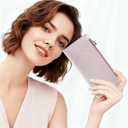Tipmile Slim Wallet for Women, RFID Blocking Credit Card Holder, Ladies Bifold Wallet with Zipper, Dusty Pink