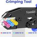 Wire Stripper and Crimping Tool,AWG 24-10 Automatic Stripper Tool with AWG 22-10 Ratchet Wire Crimper For Heat Shrink Connectors and Insulated Terminals, 3 in 1 Stripping/Cutting/Crimping