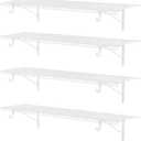 4 Pack Closet Shelves with Triangular Brackets, 4FT X 12IN Wall Mounted Wire Shelving Orgnizer for Closet,Laundry Room,Load Up to 150lb, White