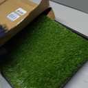 Ottomanson Artificial Grass Puppy Potty Training Pad with Tray, 15" x 30" Reusable Pee Pad for Small Pets and Dogs