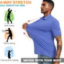 Men's Golf Polo Shirts UPF 50+ Short Sleeve Dri Fit Polos Stretch Performance Collared Golf Casual Work Business Wear (Blue)