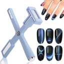 5 x Nail Magnet Set, Upgraded 5 in 1 Multi-Function Nail Magnet Pens with Silicone Protective Case, Magnetic Nail Polish Magnet Wand for Nails Cat Eye Nail Design Tools Nail Art Accessories(Blue)