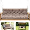 Outdoor Swing Cushions,Waterproof Swing Cushions 3 Seater Replacement with Backrest,Outdoor Thickened Bench Cushion with Ties for Porch,Patio,Backyard,Garden and Lawn (Khaki 60 * 40 in)