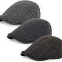 3Pcs Cotton Newsboy Hat for Men Cool Adjustable Flat Cap
