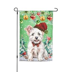 West Highland White Terrier Dog Christmas Garden Flag Welcome Party Outdoor Outside Decorations Picks Home House Garden Yard Decor 12x18 Inch