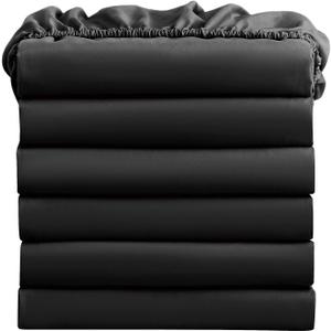 FreshCulture Twin Fitted Sheets, Bulk Pack of 6, Deep Pocket, Soft Microfiber Bottom Sheets for Home, Salons, Hotels, Twin Size Fitted Sheets Only (Black)