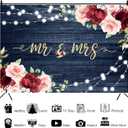 7Pack 5ft Burgundy Wedding Backdrop Mr and Mrs Bride to Be Engagement Party Photography Background Rustic Burgundy Pink Floral Wedding Decorations Portraits Banner Photo Studio Props