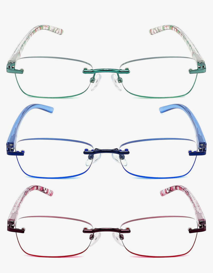 JJWELL 3 Pack Blue Light Blocking Reading Glasses for Women, Tinted UV Readers