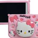 Cartoon Case for iPad Air 1/2 iPad 9.7 2017/2018MONEHOYSY Cute Soft Silicone Kickstand [Drop Proof,Shock Proof,Anti Slip] Back Stand Cover Case for Kids Children Teens Girls Boys (Kitty-3) (Kitty-3)