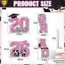Graduation Yard Sign Class of 2026 Decorations, 4pcs Pink and White Glittering Congrats Grad 2026 Lawn Yard Sign with Stakes for Girl High School College Indoor Outdoor Graduation Party Decor Supplies