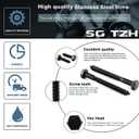5/16" x 4" Hex Head Lag Screws Bolts 10Pcs 304 Stainless Steel 18-8, Partial Thread, Hexagon Head Wood Screws by Black Oxide by SG TZH