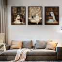 2 x 3Pcs Halloween Ghosts Posters Wall Art Vintage Cute Library Ghost Reading Books Funny Gothic Wall Decor Pictures Retro Horror Creepy Dark Academia Canvas Prints for Bathroom Gallery Home Decor (Halloween Ghosts Posters, 12x16x3pcs)