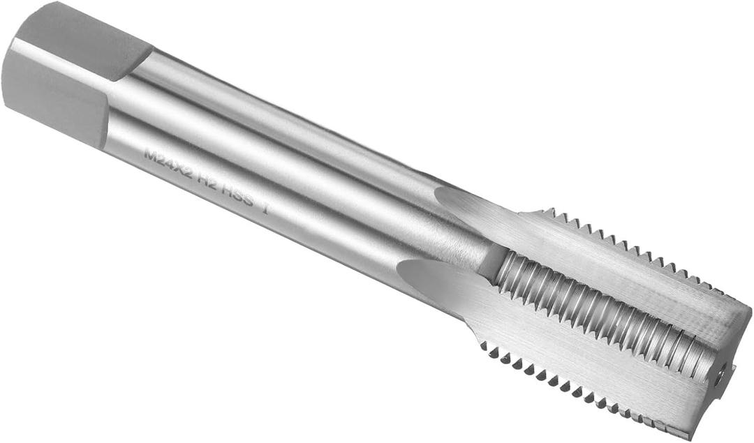 uxcell Hand Taper Tap M24 x 2 Metric Thread Taper Style Taps Straight Flute Screw Tapping Threading Tool High Speed Steel HSS6542