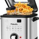 PUKOMC Electric Deep Fryer, 1.5 Liters/1.6 Qt. Oil Capacity, Small Deep Fryer with Basket for Home Use, Cool Touch Sides Easy to Clean, Nonstick Basket