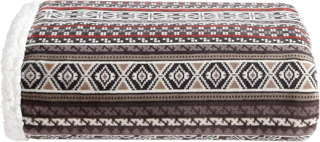 Eddie Bauer - Throw Blanket, Brushed Fleece & Plush Sherpa Soft Bedding, Blanket for Couch & Bed (Sycamore Red, 50" x 60")