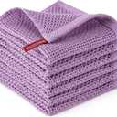 BOOMIBOO 6-Pack Kitchen Dish Cloths, 100% Cotton Waffle Weave, Ultra Soft Absorbent, Quick Drying Dish Towels, 12x12 Inches,Lavender