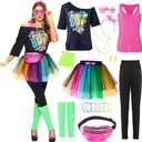 Spooktacular Creations 80s Costume Outfit for Women, 80s Halloween Costumes, 80s Workout Costume Outfit XL