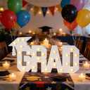 2026 Graduation Marquee Number Light – Wooden LED Light Up Sign with Graduation Cap, Class of 2026 Table Decoration for Preschool Kindergarten High School College Party Decor (GRAD)