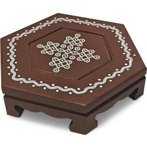 Coffee table riser - decorative riser for home decor - risers for kitchen - decor riser - indian return gift, diwali, pooja - 5" hexagon size, in brown (4, Brown)