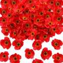 Zeyune 60 Pcs 3.15 Inch Red Poppy Flowers Veterans Day Artificial Poppy Heads Bulk Fake Silk Wicked Party Flowers for Halloween Wicked Trunk or Treat Decorations Carnival Memorial Day Backdrop Decor