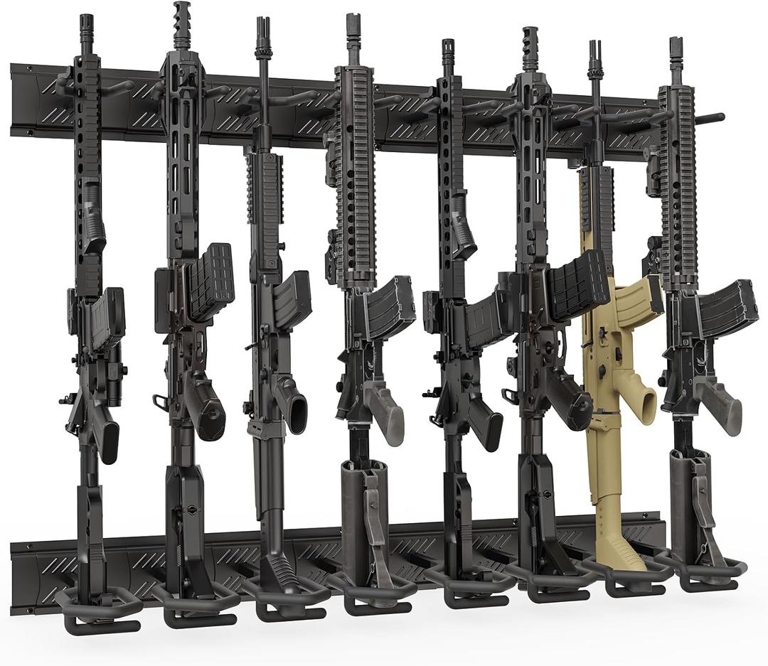 Gun-Rack,Adjustable Gun-Rack-Wall-Mount,Heavy Duty Steel Gun-Rack-for-Wall,Indoor-Gun-Racks 3/6/8/12 Slot Rifle-Rack Display Stand