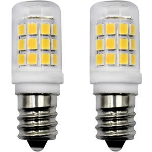 E12 LED Fridge Water Dispenser Light Bulb 2W(15W Replacement) 120V T5 Tubular Appliance Bulb for Chandeliers Home Lighting Refrigerator/Dryer Drum Light C7/S6 Clear Glass Daylight White 6000K, 2-Pack