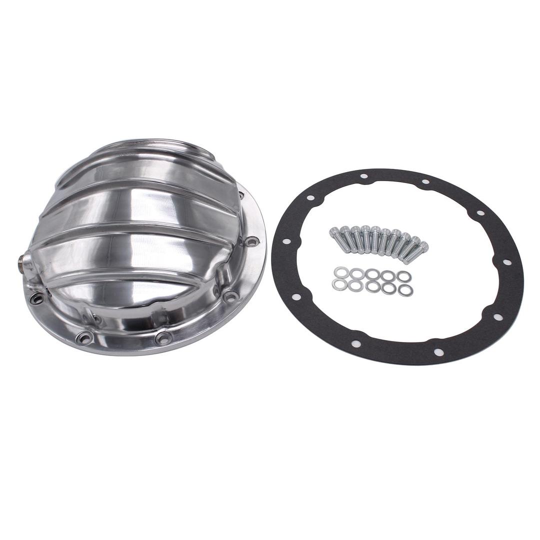 1 Set SHLPDFM Polished Silver Rear Aluminum Nodular Iron GM Differential Cover 10 Bolt 5/16" Bolts Fits for GM 8.5 & 8.6Ring Gear Differentials