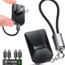 USB C Charger for iPhone 16/15 Charger Fast Charging, GaN Keychain Design Fast Wall Charger Block with 2 Pack USB C to C & C to Lightning Cable, Foldable and Compact for iPhone 17/16/15, iPad(Black) (gray)