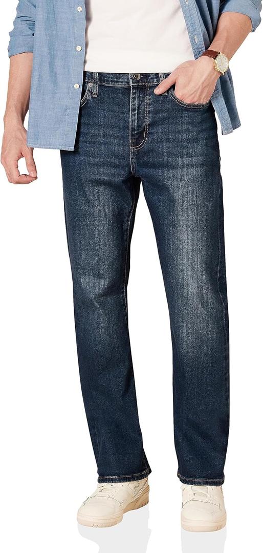 Amazon Essentials Men's Straight-Fit Stretch Jean - Discontinued Colors, Dark Wash, 32W x 33L