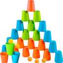 3-in-1 Cup Stacking Set; Toddler to Young Kids Quick Stacking Cups Game; Montessori Stackable Cups to Develop Hand-Eye Coordination, Motor Skills and Creative Play; Stack Cups and Ball Game; Ages 3+, 1 inches x 1.02 inches