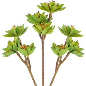 Woration 3PCS Artificial Succulents Branch Fake Plants Unpotted Faux Large Succulent for DIY Crafting Home Floral Wall Garden Arrangement Office Party Decoration (Green Style D)