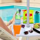 AMMSUN 17" Beach Umbrella Table Tray with 4 Cup Holders, 4 Snack Compartments for Beach, Patio, Garden, Swimming Pool 17 Inch, White