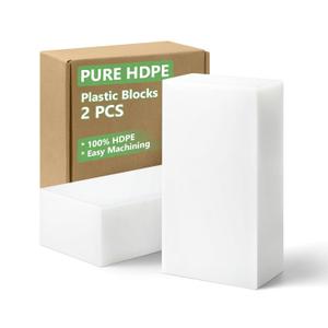 HDPE Plastic Blocks, 6 x 3 x 2 Pure High-Density Polyethylene 100% Virgin Plastic Blocks, Precision-Cut for CNC/Machining, Food-Safe & Solid for Engineering & DIY (2 Blocks)